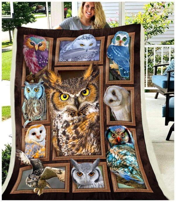 Cute Owl Fleece Blanket Sherpa Blanket