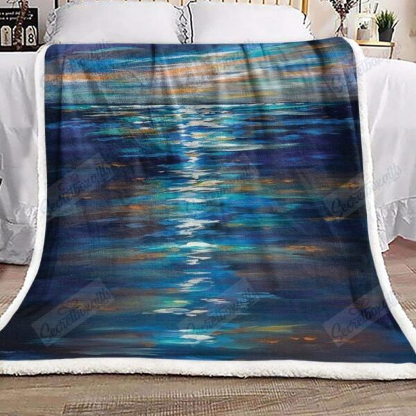 Sea And Sky Sunset Fleece Blanket Sherpa Blanket