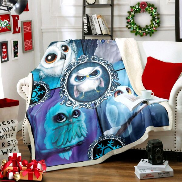 Cute Owl Fleece Blanket Sherpa Blanket