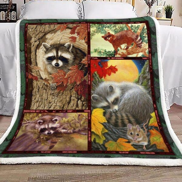 Raccoon Fleece Blanket Sherpa Blanket