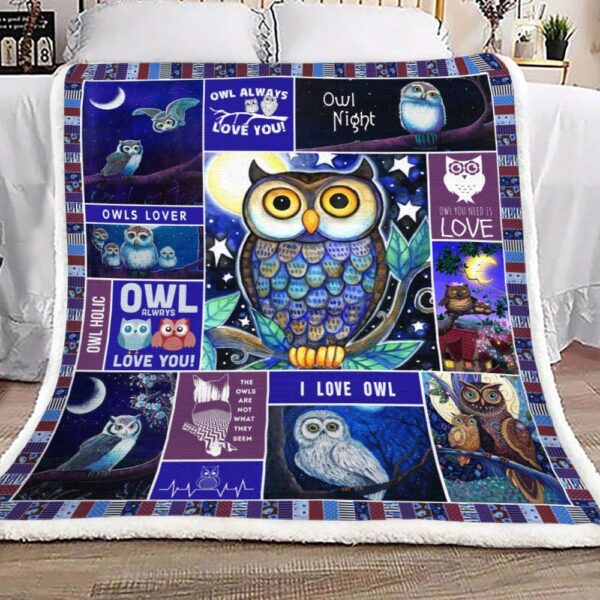 Owl Fleece Blanket Sherpa Blanket