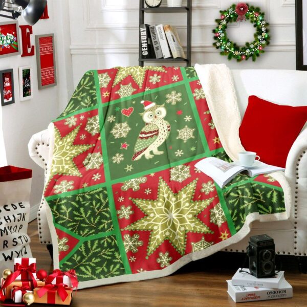 Christmas Owl Fleece Blanket Sherpa Blanket