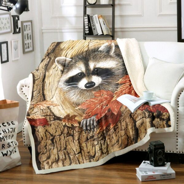 Raccoon Fleece Blanket Sherpa Blanket
