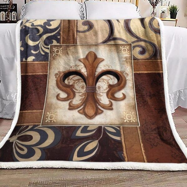 Fluer De Lis Fleece Blanket Sherpa Blanket