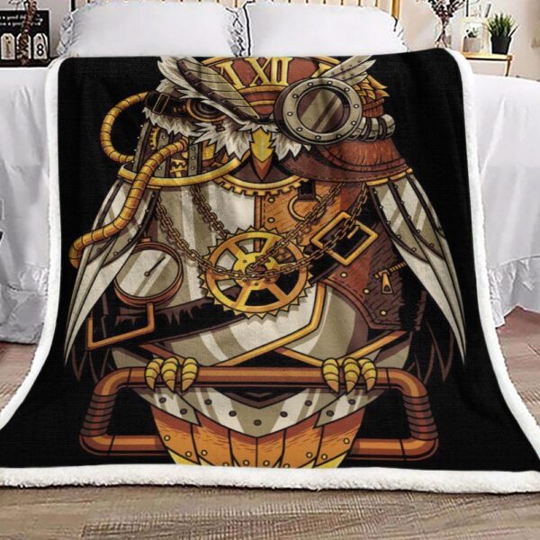 Steampunk Pirate Owl Fleece Blanket Sherpa Blanket