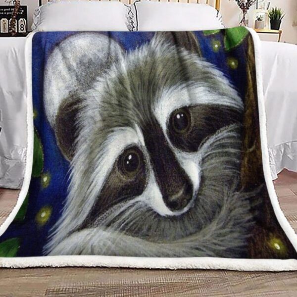 Raccoon Moon Light Fleece Blanket Sherpa Blanket