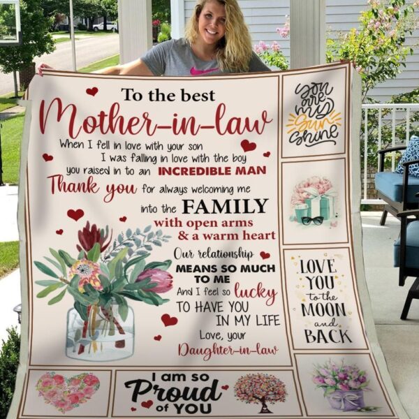 To The Best Mother In Law Thanks For Always Welcoming Me Fleece Blanket Sherpa Blanket