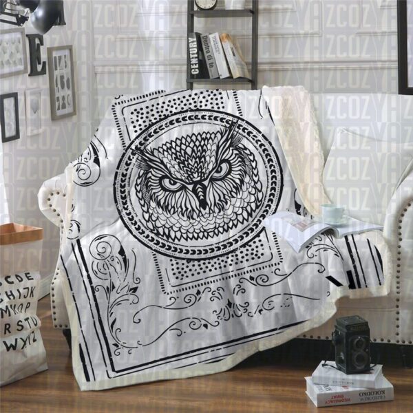 Filigree Owl Fleece Blanket Sherpa Blanket