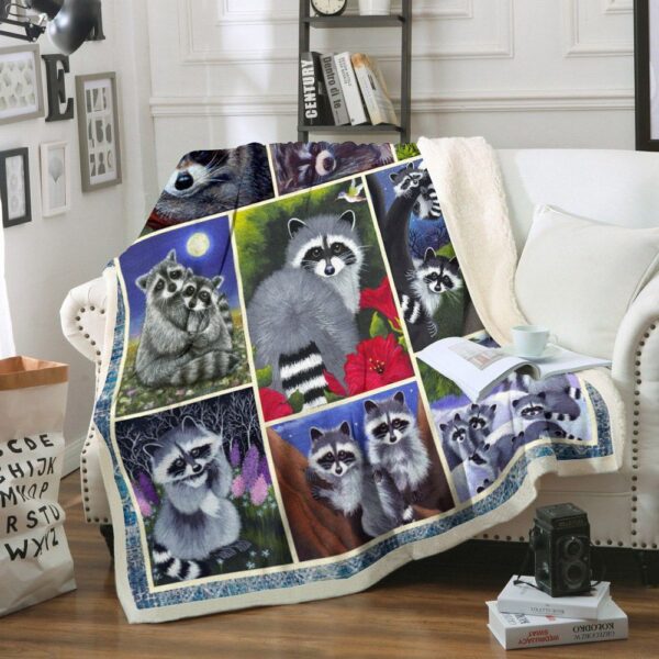 Raccoon Fleece Blanket Sherpa Blanket