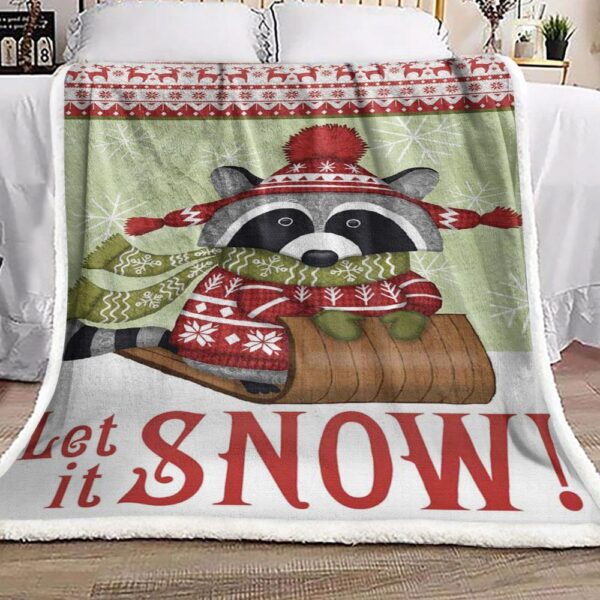 Raccoon Christmas Fleece Blanket Sherpa Blanket