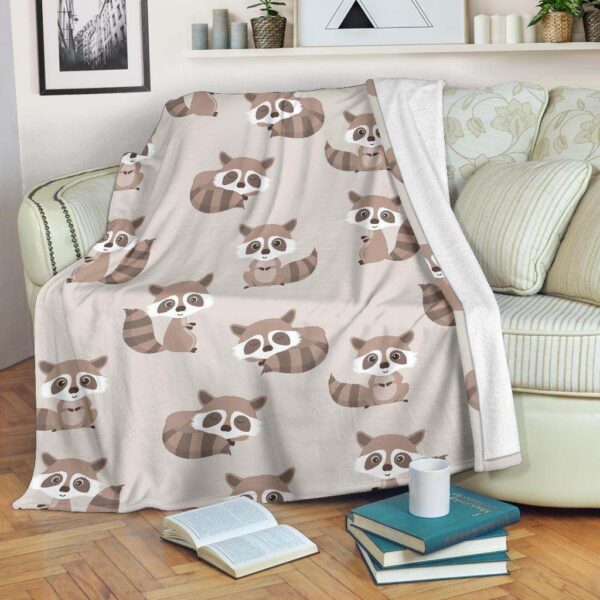 Raccoon Pattern Fleece Blanket Sherpa Blanket