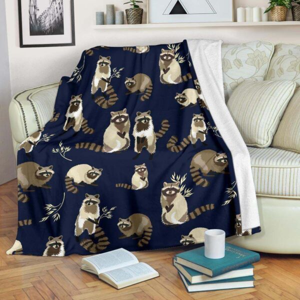 Raccoon Pattern Fleece Blanket Sherpa Blanket