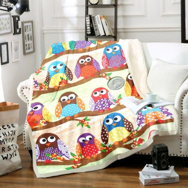 Owl Fleece Blanket Sherpa Blanket