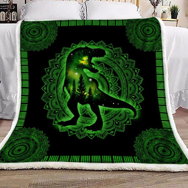 Green Dinosaur Fleece Blanket Sherpa Blanket