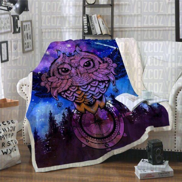 Owl Galaxy Fleece Blanket Sherpa Blanket