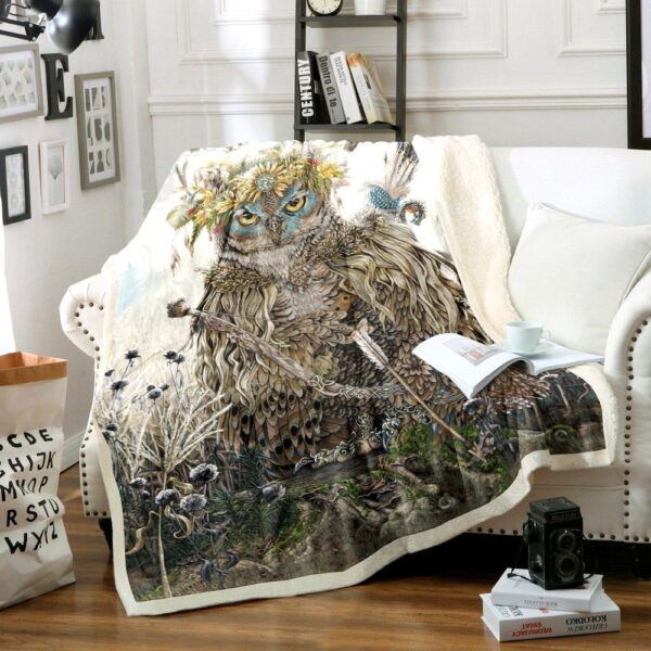 Owl Warrior Fleece Blanket Sherpa Blanket