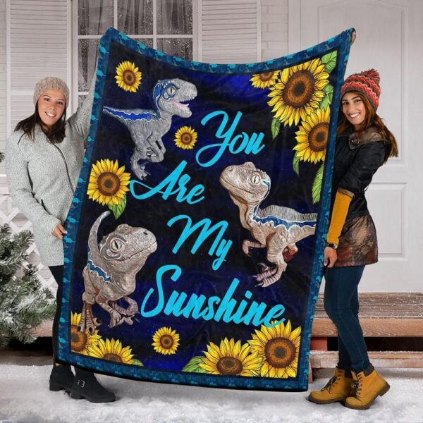 Sunflower Dinosaur Fleece Blanket Sherpa Blanket
