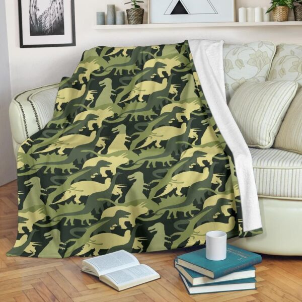 Camouflage Dinosaur Pattern 3 Fleece Blanket Sherpa Blanket