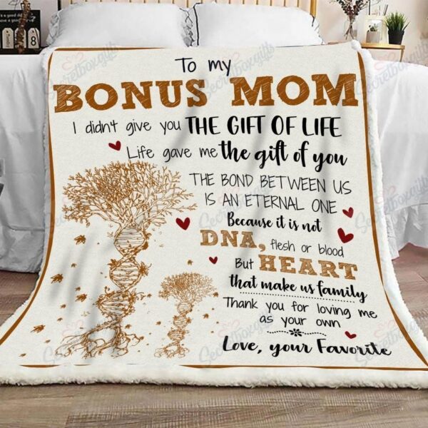 Bonus Mom Thank You For Loving Me Fleece Blanket Sherpa Blanket