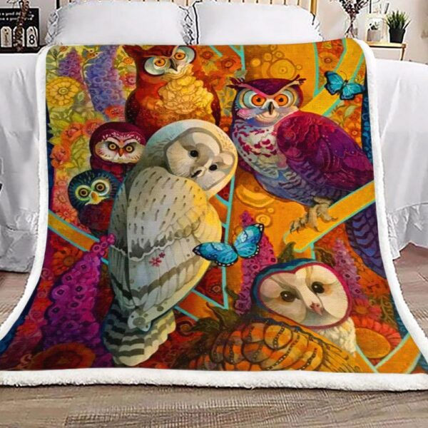Owls Colors Fleece Blanket Sherpa Blanket
