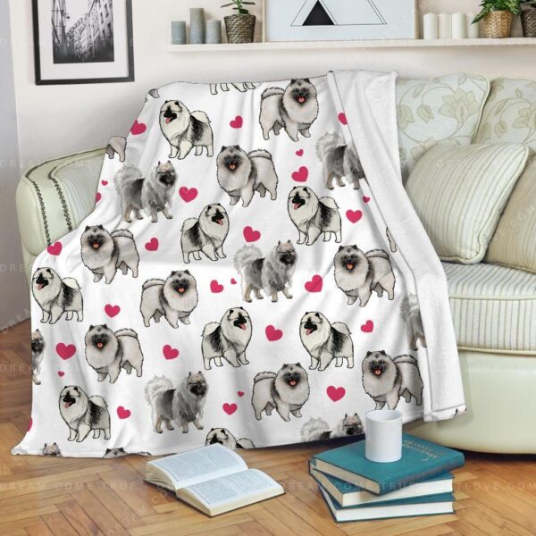 Valentine's Day Keeshond Heart Fleece Blanket Sherpa Blanket