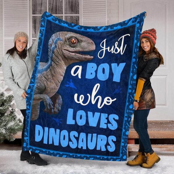 Just A Boy Who Loves Dinosaur Fleece Blanket Sherpa Blanket