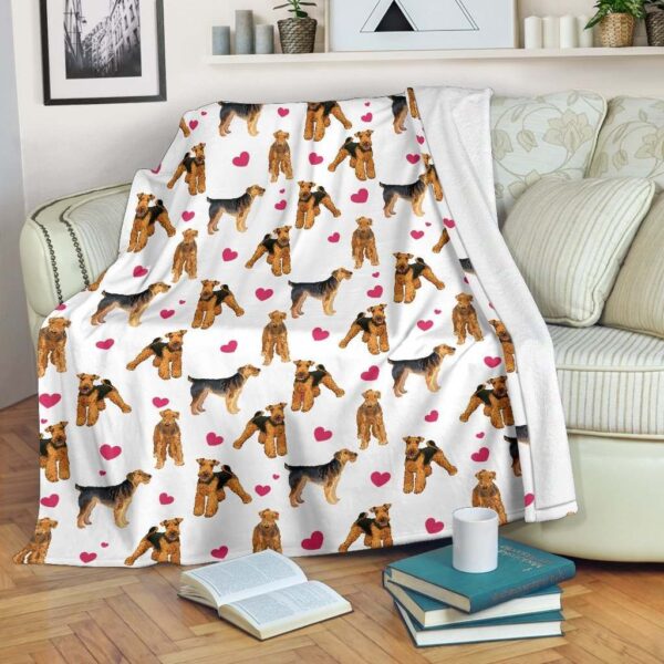 Lakeland Terrier Heart Fleece Blanket Sherpa Blanket
