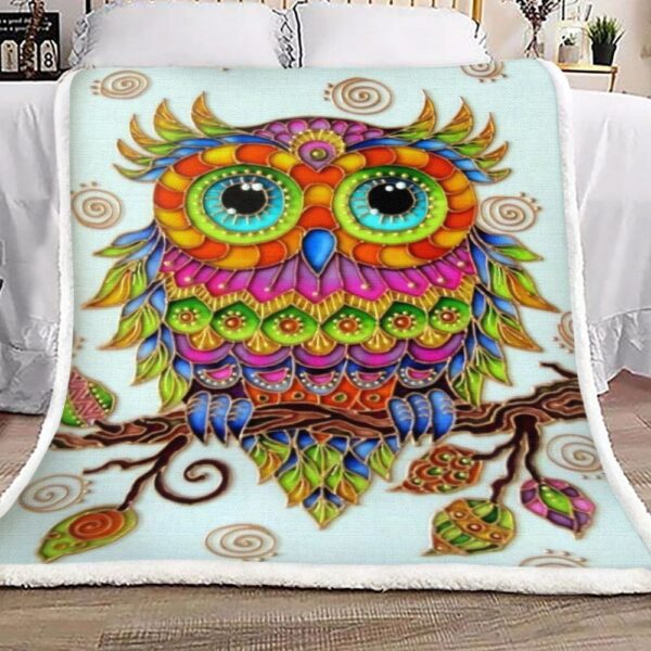 Colorful Owl Fleece Blanket Sherpa Blanket
