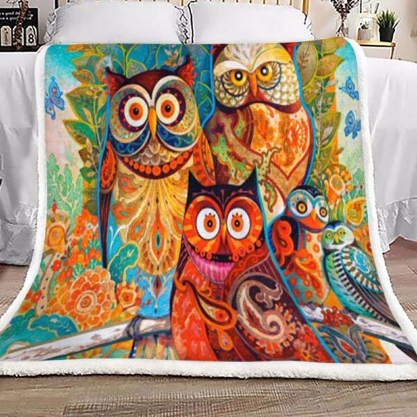 Owls Colors Fleece Blanket Sherpa Blanket