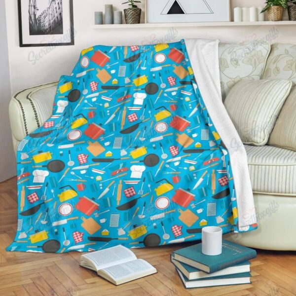 Cooking Kitchen Tools Pattern 3 Fleece Blanket Sherpa Blanket