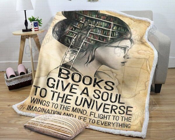 Books Give A Soul To The Universe Wings To The Mind Fleece Blanket Sherpa Blanket