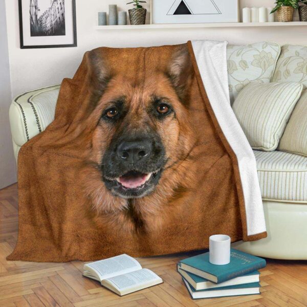 German Shepherd Face Hair Fleece Blanket Sherpa Blanket