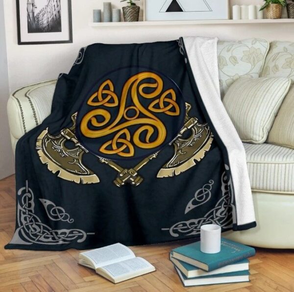 Viking Triskelion Axes Cross Fleece Blanket Sherpa Blanket
