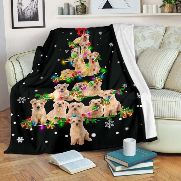 Norfolk Terrier Christmas Tree Fleece Blanket Sherpa Blanket