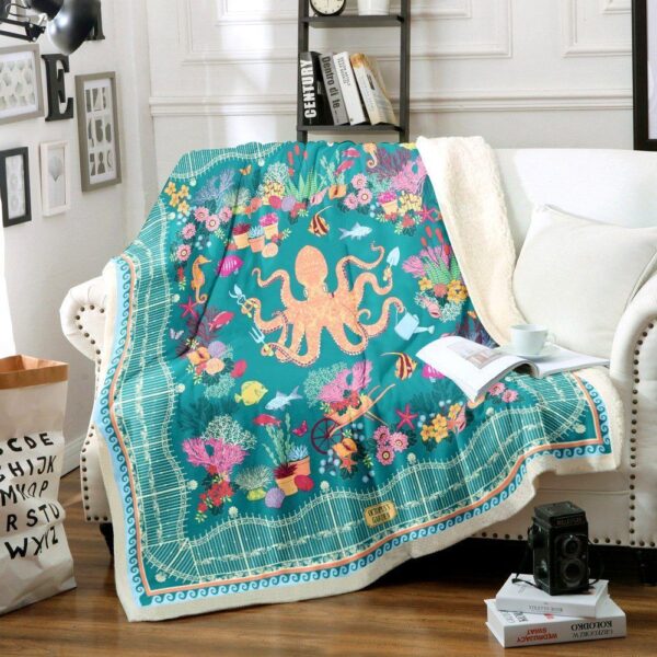 Octopus Ocean Fleece Blanket Sherpa Blanket