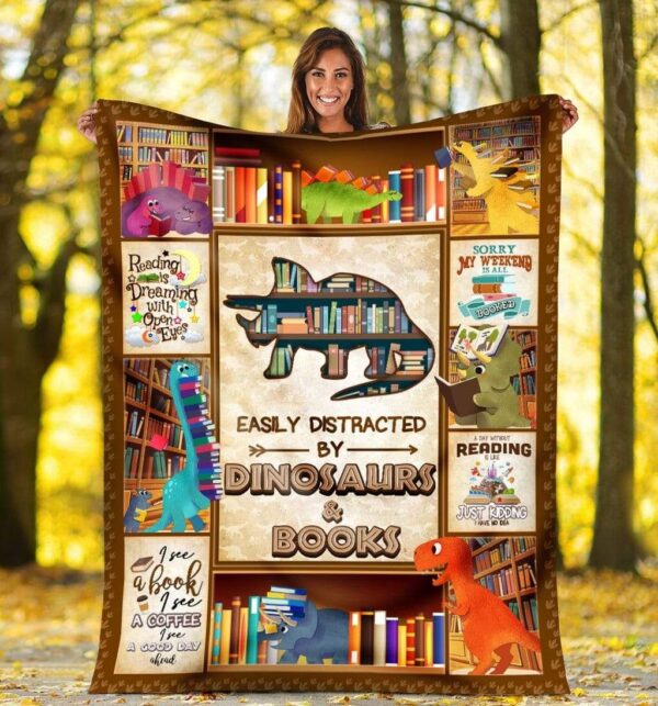 Dinosaur And Book Fleece Blanket Sherpa Blanket