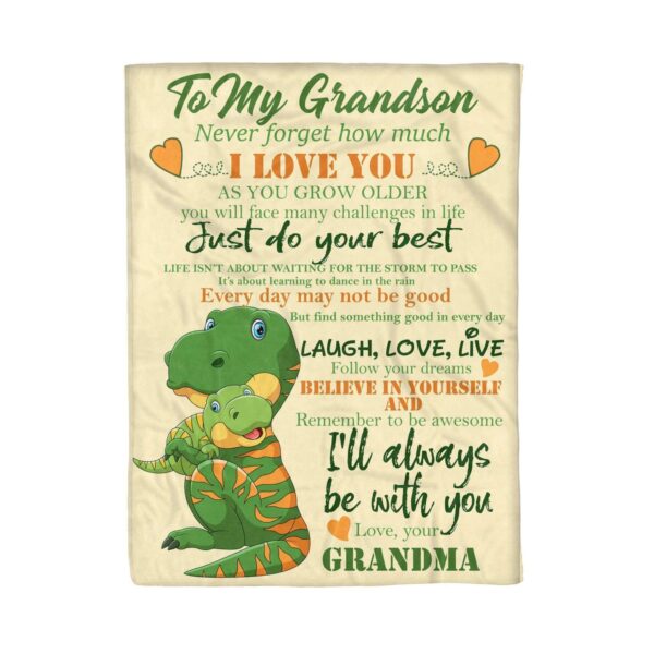 Dinosaurs To My Grandson Fleece Blanket Sherpa Blanket