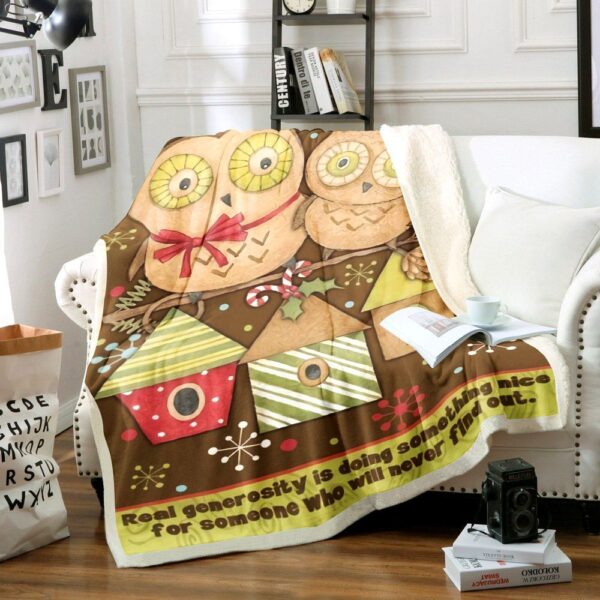 Owl Fleece Blanket Sherpa Blanket