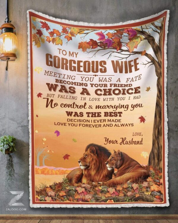 Lion And Lioness To My Gorgeous Wife Fleece Blanket Sherpa Blanket