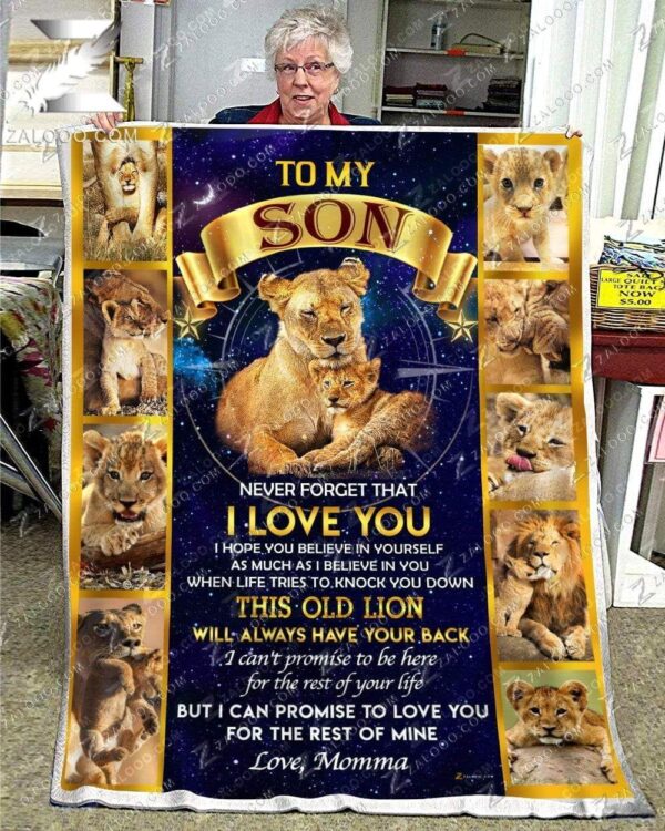 Lion For Son From Momma This Old Lion Will Always Have Your Back Fleece Blanket Sherpa Blanket