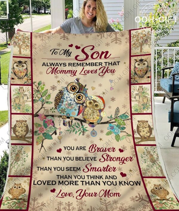 To My Son Owl Mom Fleece Blanket Sherpa Blanket