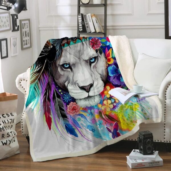 Lion Butterflies Flower Fleece Blanket Sherpa Blanket