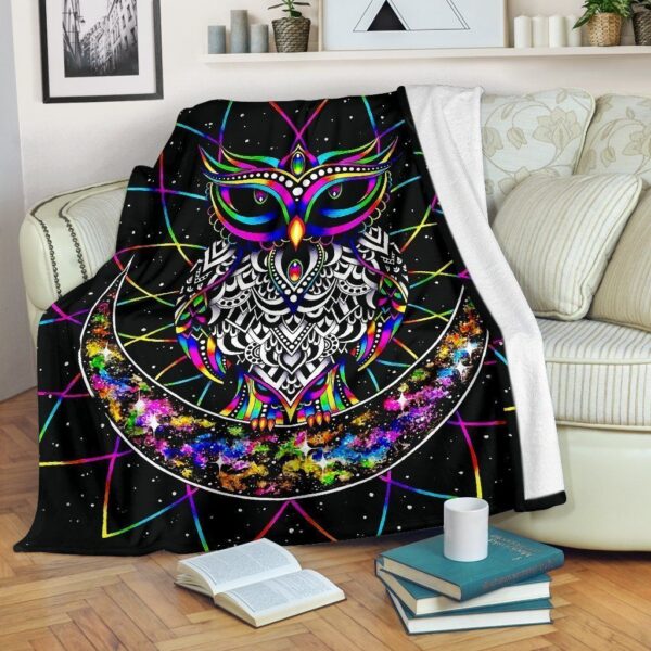 Colourful Owl Fleece Blanket Sherpa Blanket