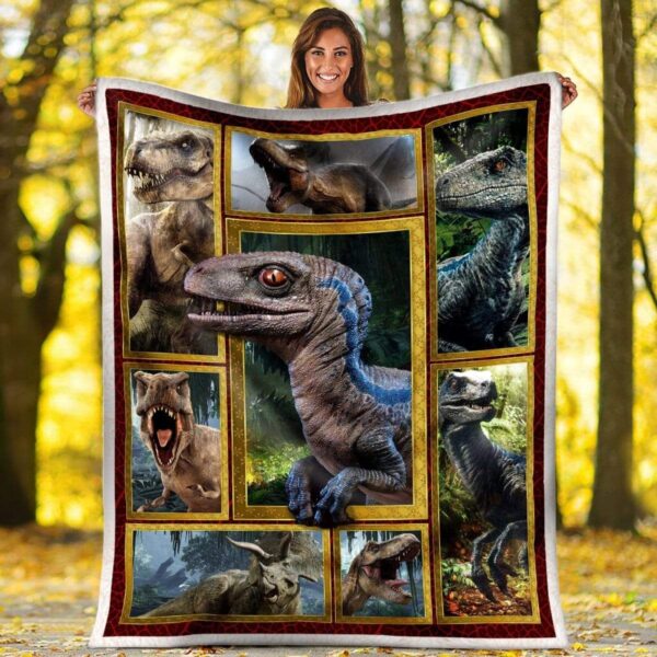 Dinosaur Blue Dino Fleece Blanket Sherpa Blanket