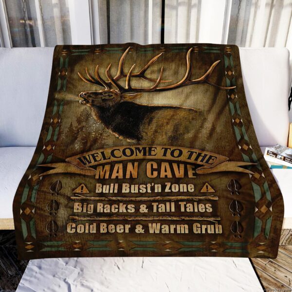 Deer Welcome To The Man Cave Fleece Blanket Sherpa Blanket