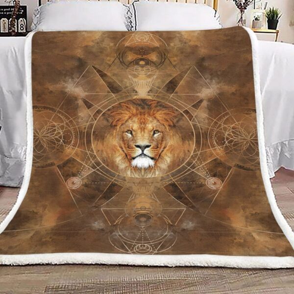 Lion Sacred Geometry Fleece Blanket Sherpa Blanket