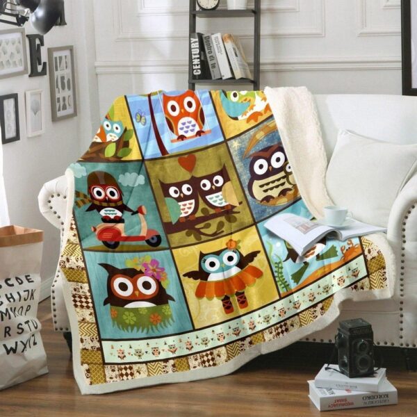 Owl Fleece Blanket Sherpa Blanket