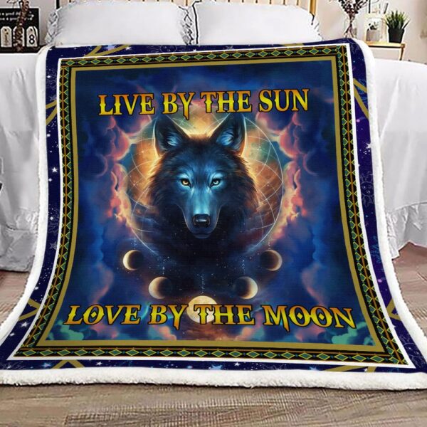 Live By Sun Love By Moon Wolf Fleece Blanket Sherpa Blanket