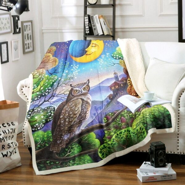 Owl Fleece Blanket Sherpa Blanket