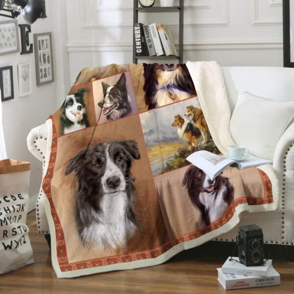 Border Collie Dog Fleece Blanket Sherpa Blanket